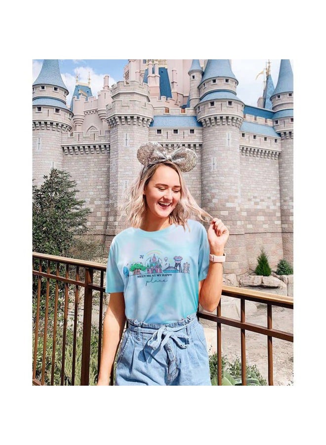 FASHGL Womens World Traveler Shirt Magic Kingdom Graphic Tshirt Matching Trip T-Shirt Girl Vacation Hodilay Short Sleeve Top, Tie Dye Blue, L - Image 2