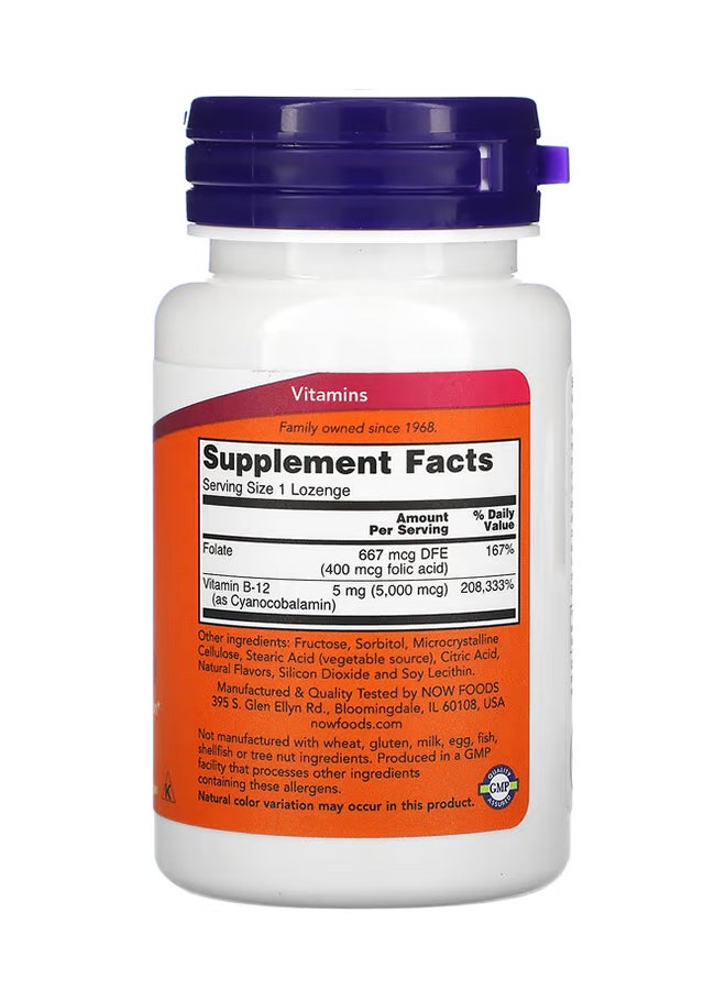 Now Foods B-12 5000 mcg Dietary Supplement - 60 Lozenges - Image 2