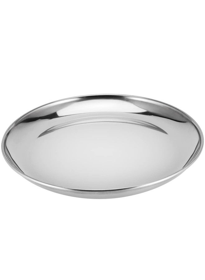 JOIKIT 4 Pack 12 Inch Stainless Steel Plate, Round Metal Dinner Plates, Kitchenware Dinner Dishes Serving Tray Large Camping Plates for BBQ, Snack, Food Serving, Dishwasher Safe - Image 4