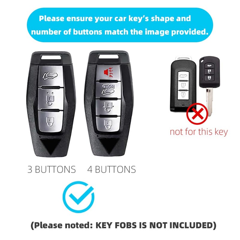 BDFHYK ATFIGII Car Key Fob Cover Compatible with Mitsubishi Outlander 2025 2024 2023 2022 Case TPU Protector Cover Keychain 4 Buttons B Gold Red - Image 3