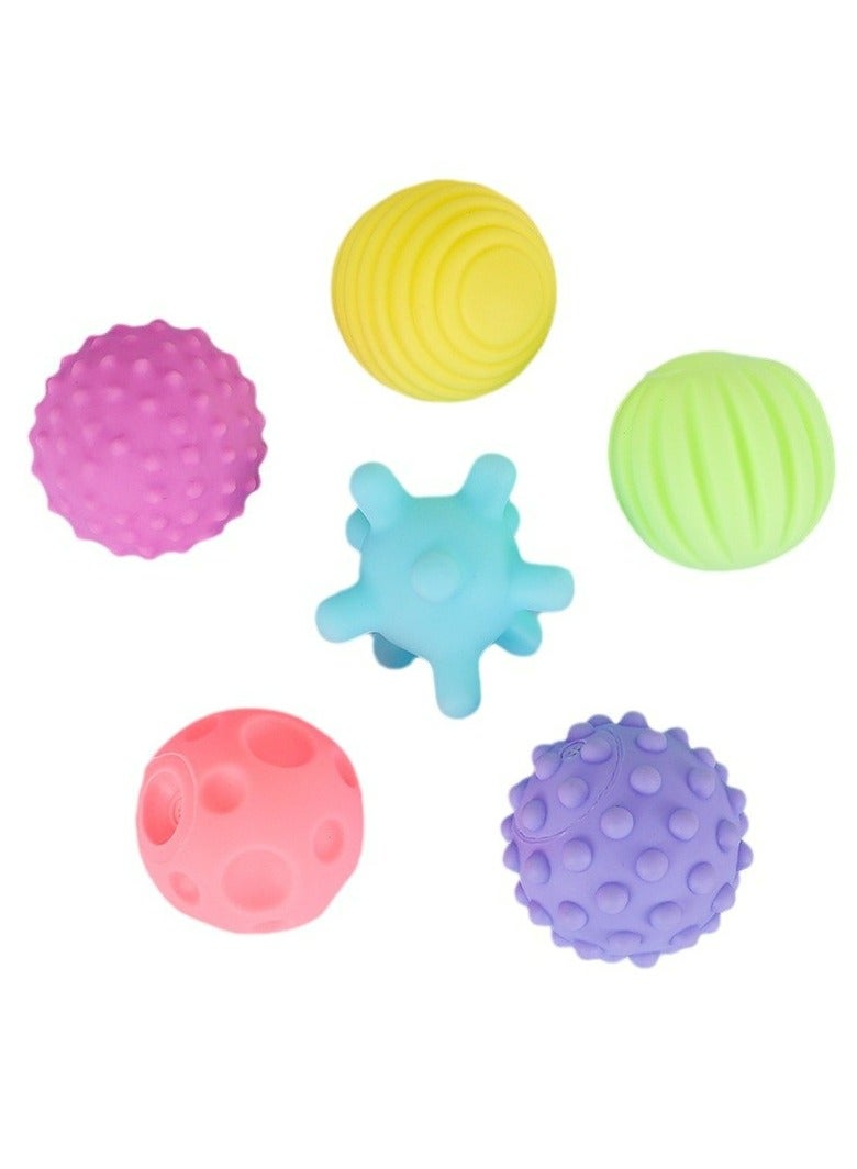Pack of 6 Baby Textured Multi Ball Set Infant Sensory Balls Massage Soft Ball  - Image 1