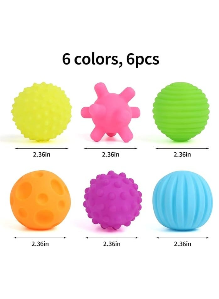 Pack of 6 Baby Textured Multi Ball Set Infant Sensory Balls Massage Soft Ball  - Image 3