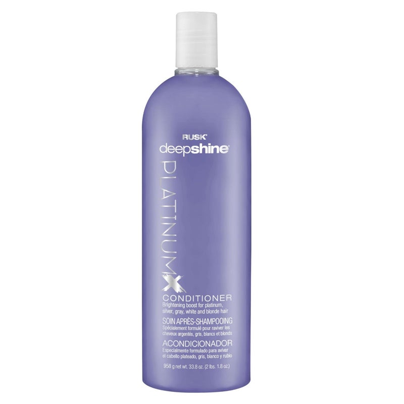 RUSK Deepshine PlatinumX Conditioner, Eliminates Brassiness, Brightening Boost for Platinum, Silver, Gray, White, and Blonde Hair, 33.8 oz - Image 1