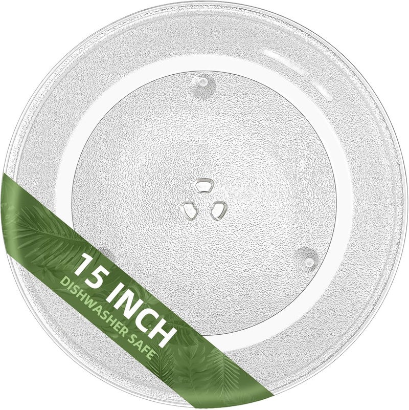 Gemroom 15" Microwave Glass Plate for Panasonic Microwave Plate F06014W00AP A06014A00AP, 15 Inch Replacement Microwave Glass Turntable Dishwasher Safe - Image 1