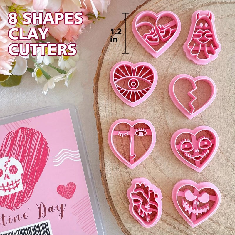 KEOKER Horror-Themed Valentine Clay Cutters - 8 Shapes, Hearts, Hearts Polymer Clay Cutter - Image 3