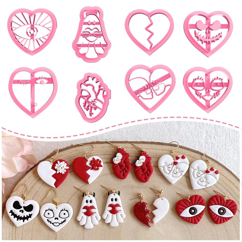 KEOKER Horror-Themed Valentine Clay Cutters - 8 Shapes, Hearts, Hearts Polymer Clay Cutter - Image 1
