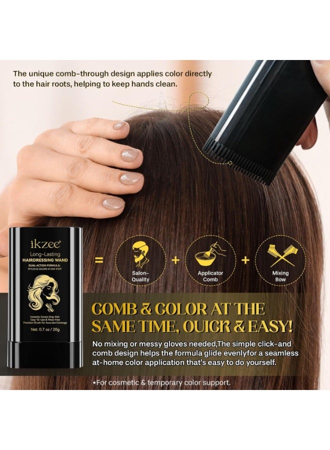 IKZEE Hair Color Stick Light Brown, Grey Root Cover Up Instant Hair Root Touch-Up Stick, Temporary Hair Dye For Natural Gray Coverage Long-Lasting Moisturizing Formula With Plant Extracts 20g - Image 3
