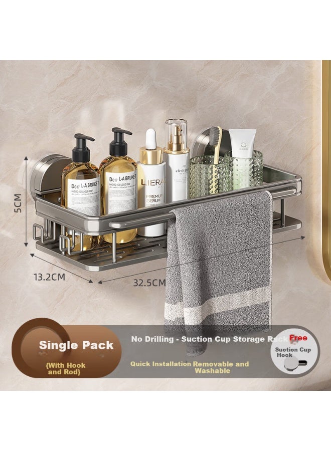 Additive Degree Adhesive Suction Cup Storage Shelf For Bathroom Sink, Wall-mounted Toilet Organizer Shelf Without Drilling - Image 1