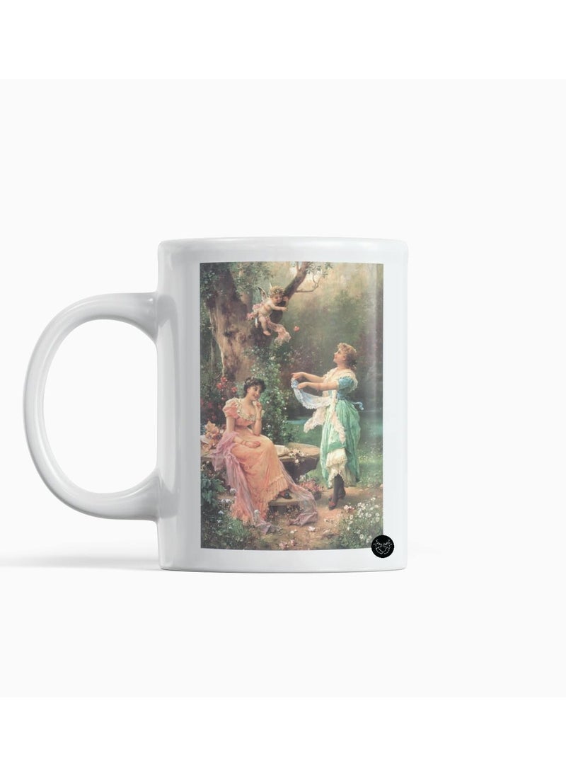 Reeman Design White mug with rose garden design 