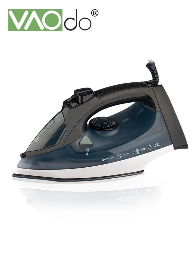 VAOdo - 2200W Steam Iron, Non Stick Soleplate Spray Mist, Anti-Drip, Adjustable Thermostat Control, Variable Steam Control, Self-Clean,Light Weight,320ML Water Tank Iron - Image 1