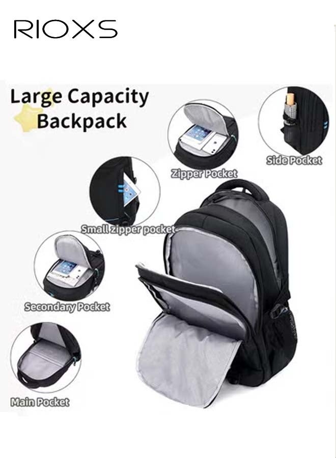 RIOXS Kids Backpacks, Rolling Schoolbag for Kids Boys, Trolley School Bookbags, Large Capacity Wheeled Luggage Bag, Backpack with Six-wheels, Elementary Boys Schoolbag, Portable Rolling Backpack for School/Weekend Trips/Travelling, Black Red Backpacks - Image 4