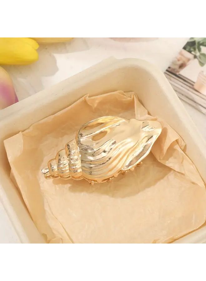 1pc Designer Alloy Conch Shape Shark Teeth Hair Clip For Beach Wedding Birthday Large Size Fashionable Side Clip Black - Image 3