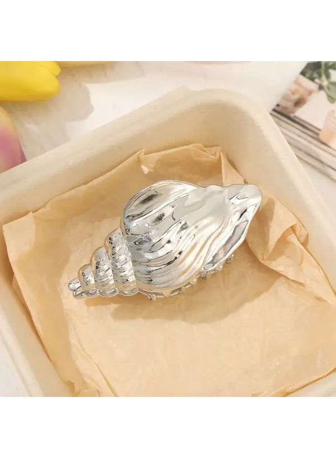 1pc Designer Alloy Conch Shape Shark Teeth Hair Clip For Beach Wedding Birthday Large Size Fashionable Side Clip Black - Image 5