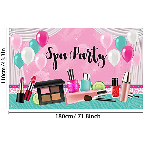 Frienda Spa Party Decorations 71 x 43 Inch Sweet Pink Backdrop Princess Makeup Birthday Photography Background Photo Booth Banner for Spa Day Make up Theme Party Decorations - Image 5