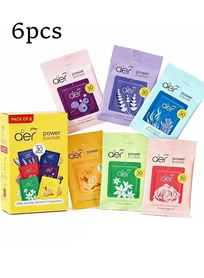 Godrej Aer Power Pocket Assorted Multicolour Home Fragrance,Bathroom Fragrance Bright Tangy Delight  Pack of 6 - Image 1