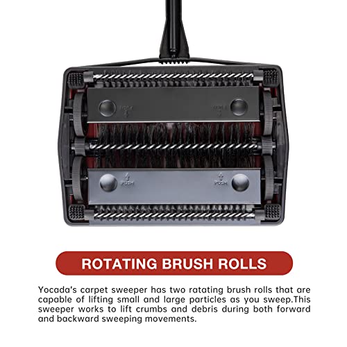 Yocada Carpet Sweeper Cleaner for Home Office Low Carpets Rugs Undercoat Carpets Pet Hair Dust Scraps Paper Small Rubbish Cleaning with a Brush Dark Red - Image 3