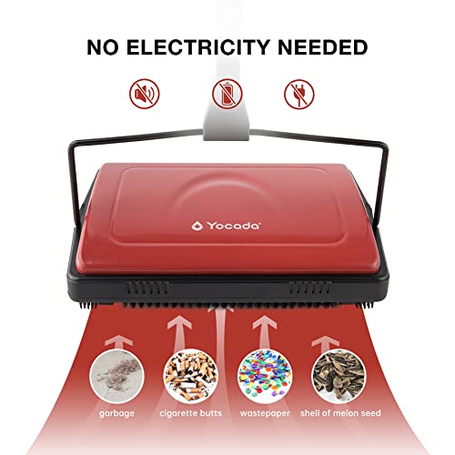 Yocada Carpet Sweeper Cleaner for Home Office Low Carpets Rugs Undercoat Carpets Pet Hair Dust Scraps Paper Small Rubbish Cleaning with a Brush Dark Red - Image 2