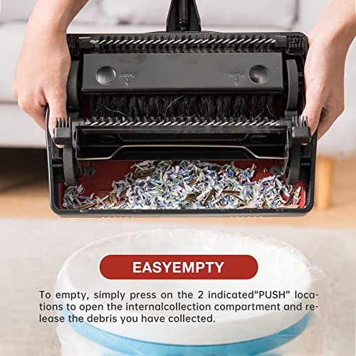 Yocada Carpet Sweeper Cleaner for Home Office Low Carpets Rugs Undercoat Carpets Pet Hair Dust Scraps Paper Small Rubbish Cleaning with a Brush Dark Red - Image 5