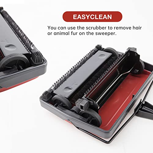 Yocada Carpet Sweeper Cleaner for Home Office Low Carpets Rugs Undercoat Carpets Pet Hair Dust Scraps Paper Small Rubbish Cleaning with a Brush Dark Red - Image 4