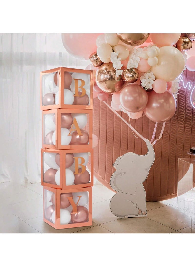 Birthday Party Decoration Balloon Boxes, 4 Transparent Balloon for Balloon Boxes with Letter Baby,Baby Boxes for Baby Shower Decorations Bridal Shower Decorations Decor(Rose Gold) - Image 5