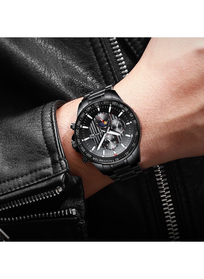 SENO Men's Fashion Quartz Watch with Calendar Luminous Dial Waterproof Wristwatch for Daily Business Casual Wear - Image 3