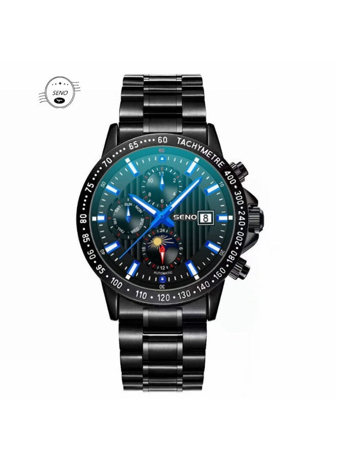 SENO Men's Fashion Quartz Watch with Calendar Luminous Dial Waterproof Wristwatch for Daily Business Casual Wear - Image 1