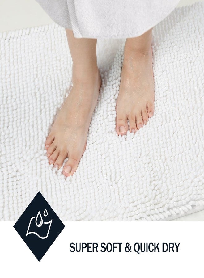 LINLA Bathroom Rugs Sets 2 Piece, Absorbent Soft Chenille Bath Mat, Non-Slip,Quick Dry, Washable, Carpet Mats for Floor, Tub and Shower,32" x 20"/24" x 17", White - Image 4
