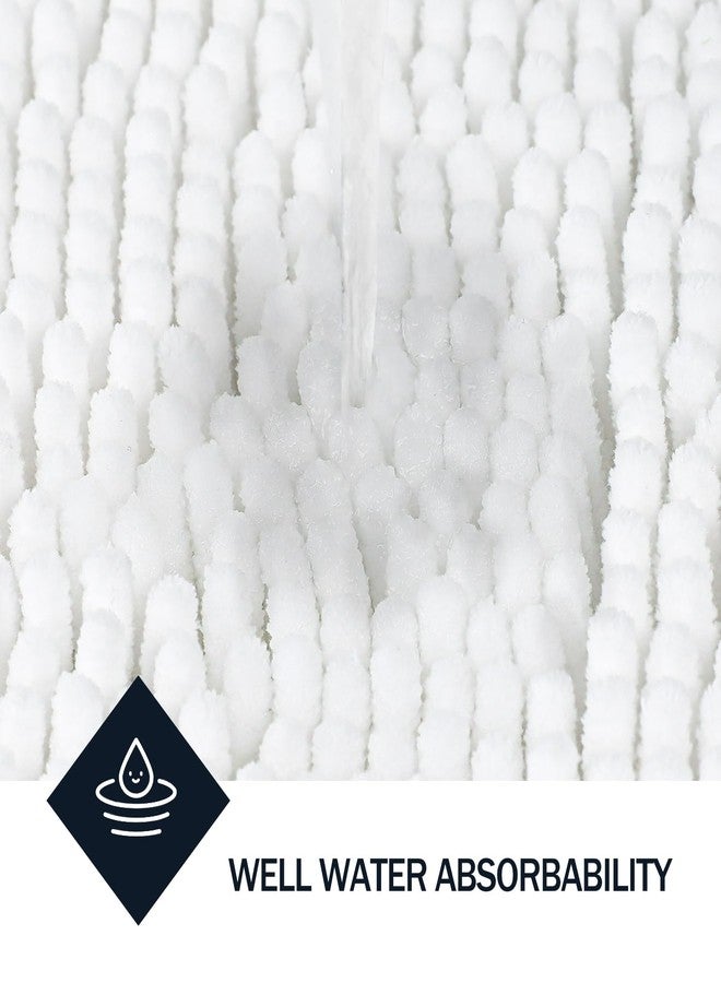 LINLA Bathroom Rugs Sets 2 Piece, Absorbent Soft Chenille Bath Mat, Non-Slip,Quick Dry, Washable, Carpet Mats for Floor, Tub and Shower,32" x 20"/24" x 17", White - Image 3