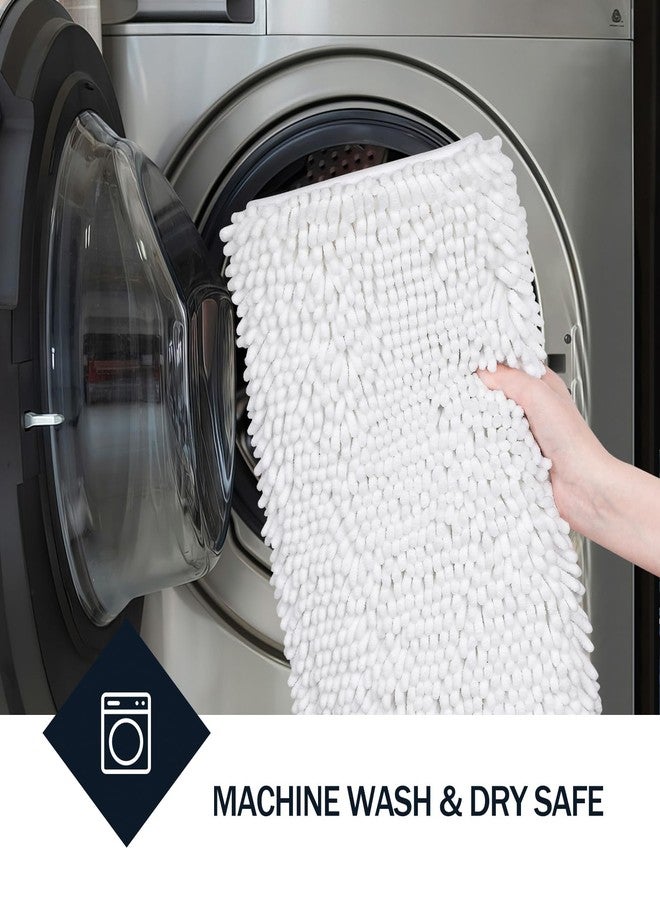 LINLA Bathroom Rugs Sets 2 Piece, Absorbent Soft Chenille Bath Mat, Non-Slip,Quick Dry, Washable, Carpet Mats for Floor, Tub and Shower,32" x 20"/24" x 17", White - Image 5