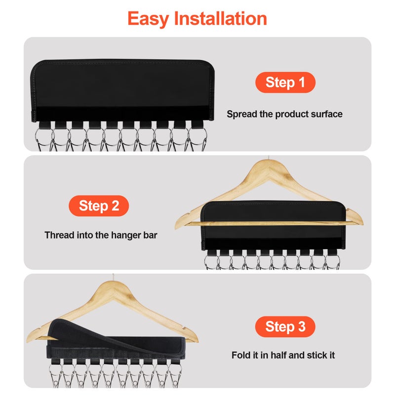 Binboov Hat Organizer Holder For Hanger & Room Closet  4Pack Hat Storage Clips  For Hang Baseball Hats Rack  Ball Caps  Winter Beanie & Accessories  Fits All Hangers (4Pc Black) - Image 4