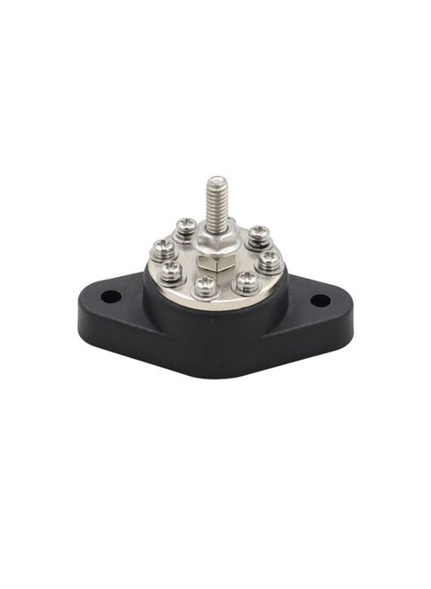 1/4 inch M6 RV Yacht 8-way Terminal Stud with 2 M5x20 Screws(Black)