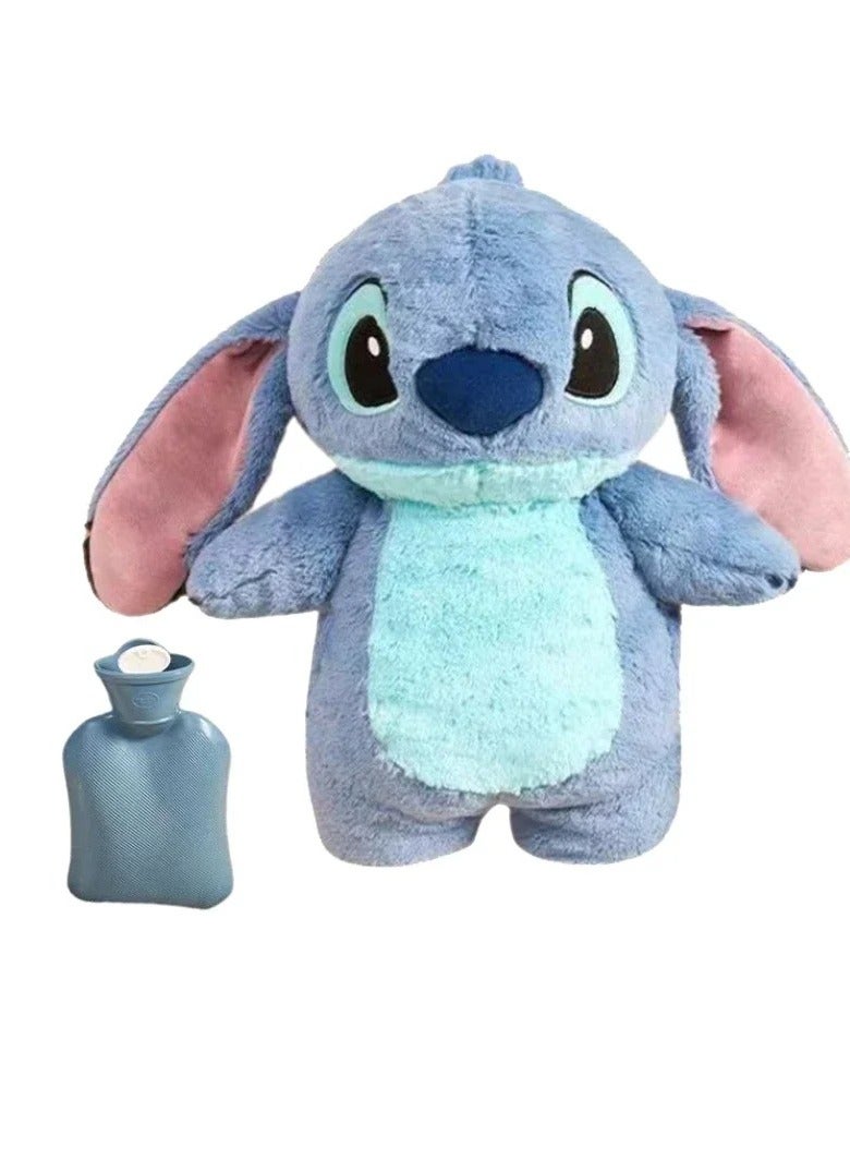 ارواق قطيفة أصلية من Stitch Angel Lotso، وسائد مخيطة لطيفة وآمنة، زجاجة دافئة محمولة للشتاء الناعم، زجاجة حقيبة يد دافئة خفيفة الوزن ومتينة، (قطعة واحدة، أزرق) - Image 1