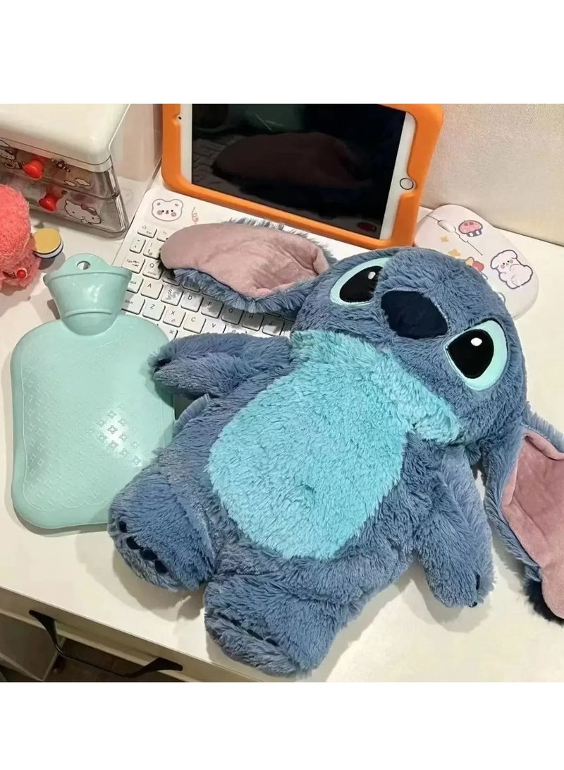 ارواق قطيفة أصلية من Stitch Angel Lotso، وسائد مخيطة لطيفة وآمنة، زجاجة دافئة محمولة للشتاء الناعم، زجاجة حقيبة يد دافئة خفيفة الوزن ومتينة، (قطعة واحدة، أزرق) - Image 3