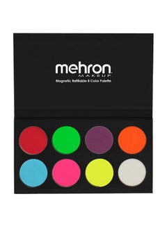mehron Mehron Makeup Paradise FX Neon UV Glow 8 Color Palette | Magnetic Refillable Special Effects Paint Palette | Professional Water Activated Paint for Raves, Costumes, SFX, Halloween, & Cosplay  - Image 1
