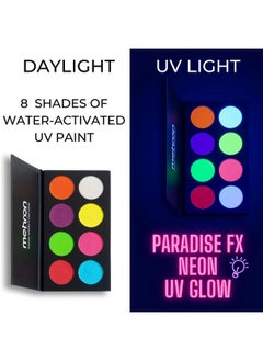 mehron Mehron Makeup Paradise FX Neon UV Glow 8 Color Palette | Magnetic Refillable Special Effects Paint Palette | Professional Water Activated Paint for Raves, Costumes, SFX, Halloween, & Cosplay  - Image 3