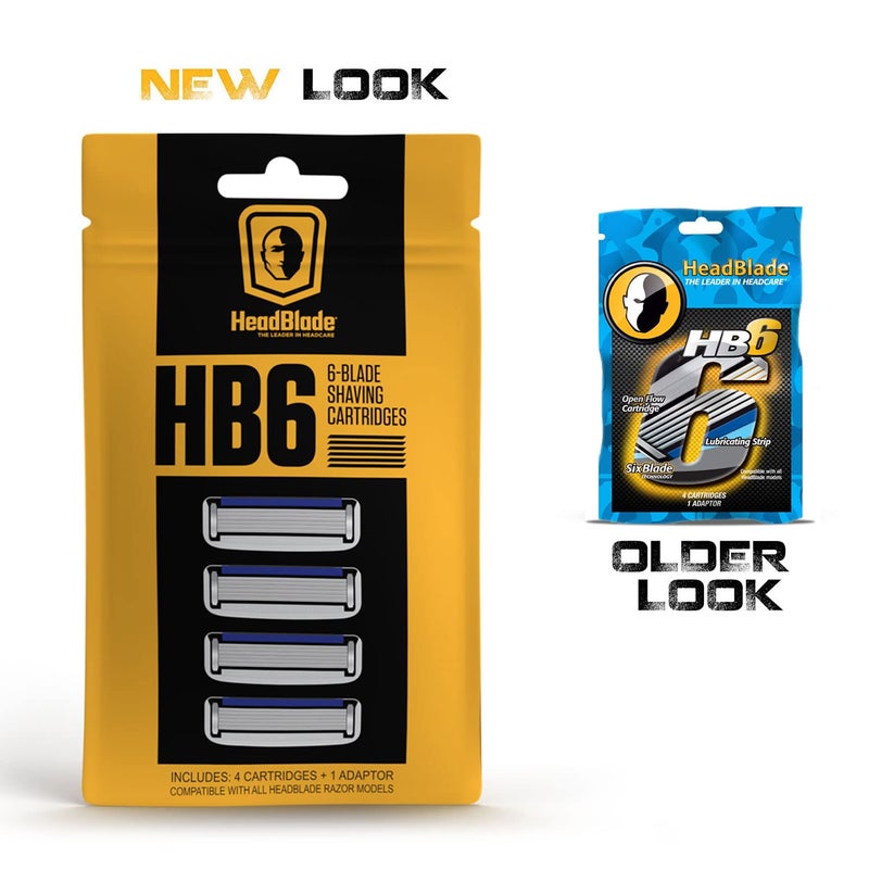 HeadBlade Men's HB6 Refill Shaving Razor Blades - 6 Stainless Steel Blades for No Tugging or Pulling, Shave Less, Works for Face, Body, and Scalp (12 Blades) 3 Pack - Image 2