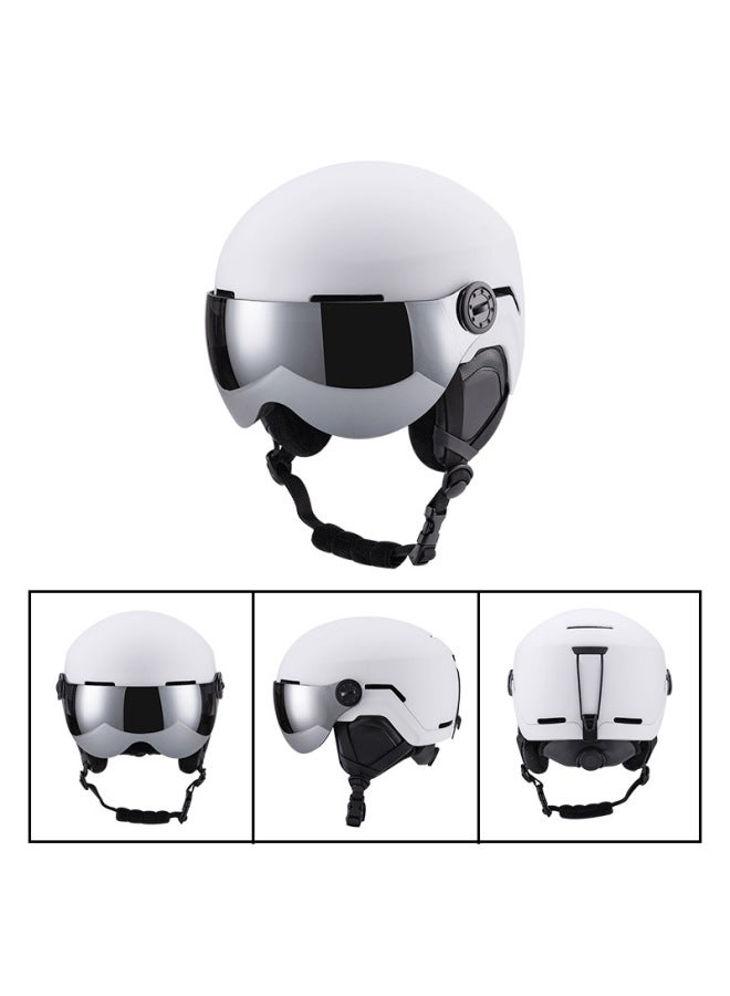 White lens New Ski Helmet Set Sports Outdoor Unisex One-piece Warm Anti-fall Ski Helmet