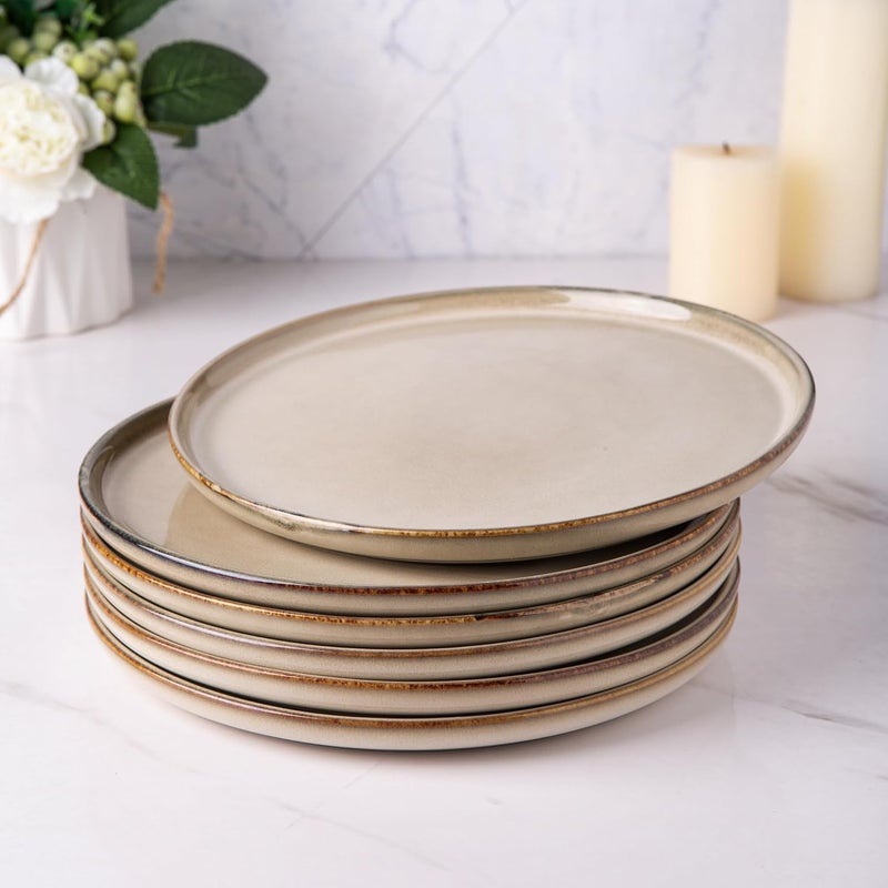 AmorArc Stoneware Dinnerware SetsRound Reactive Glaze Plates and Bowls SetHighly Chip and Crack Resistant  Dishwasher  Microwave Safe Dishes SetService for 4 12pc - Image 2