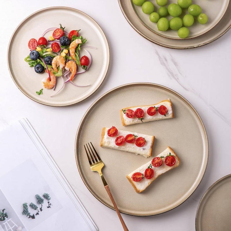 AmorArc Stoneware Dinnerware SetsRound Reactive Glaze Plates and Bowls SetHighly Chip and Crack Resistant  Dishwasher  Microwave Safe Dishes SetService for 4 12pc - Image 3