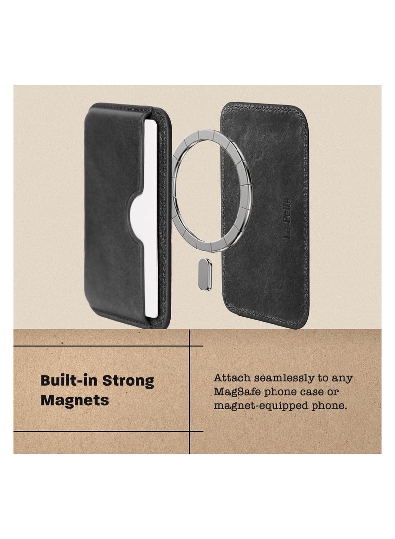 Handcrafted Italian Leather Phone Card Wallet - [Camera Protector ] - [MagSafe] - [Slim and Strong Magnetic] - [2-3 Cards Holder] -for iPhone /1716/15/14/13/12 Series - Image 5
