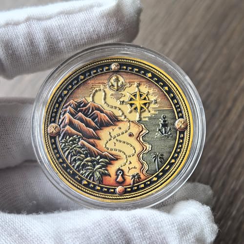 CYOUNG Pirate Challenge Coin AdventureThemed Zinc Alloy Coin with Treasure Map Design 157 Inch Collectible Coin with Skull and Cross Swords - Image 5