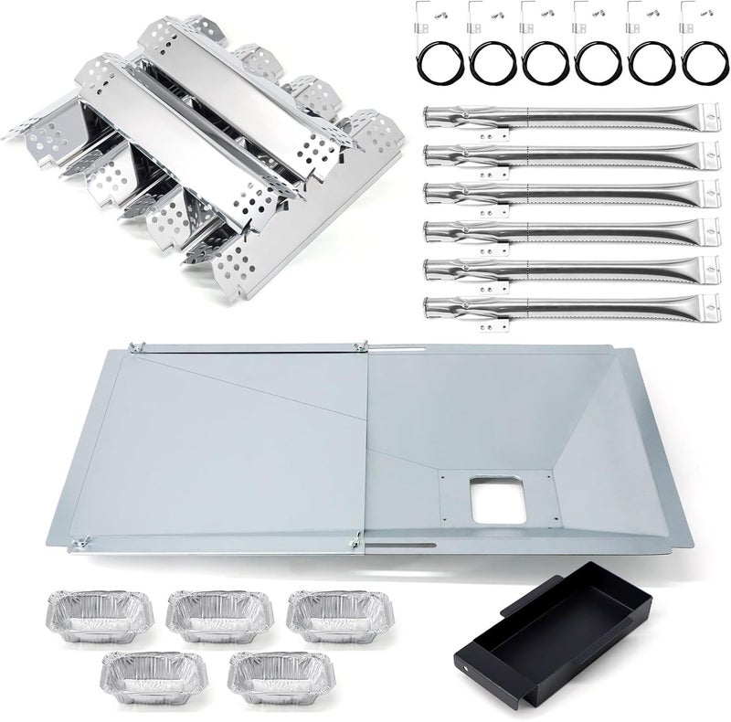 Adviace Replacement Parts for Nexgrill 720-0898, Drip Pan Grease Tray, Grill Heat Plates, Burner Tubes and Igniter for Nexgrill 720-0898 Deluxe 6 Burner Gas Grill - Image 1