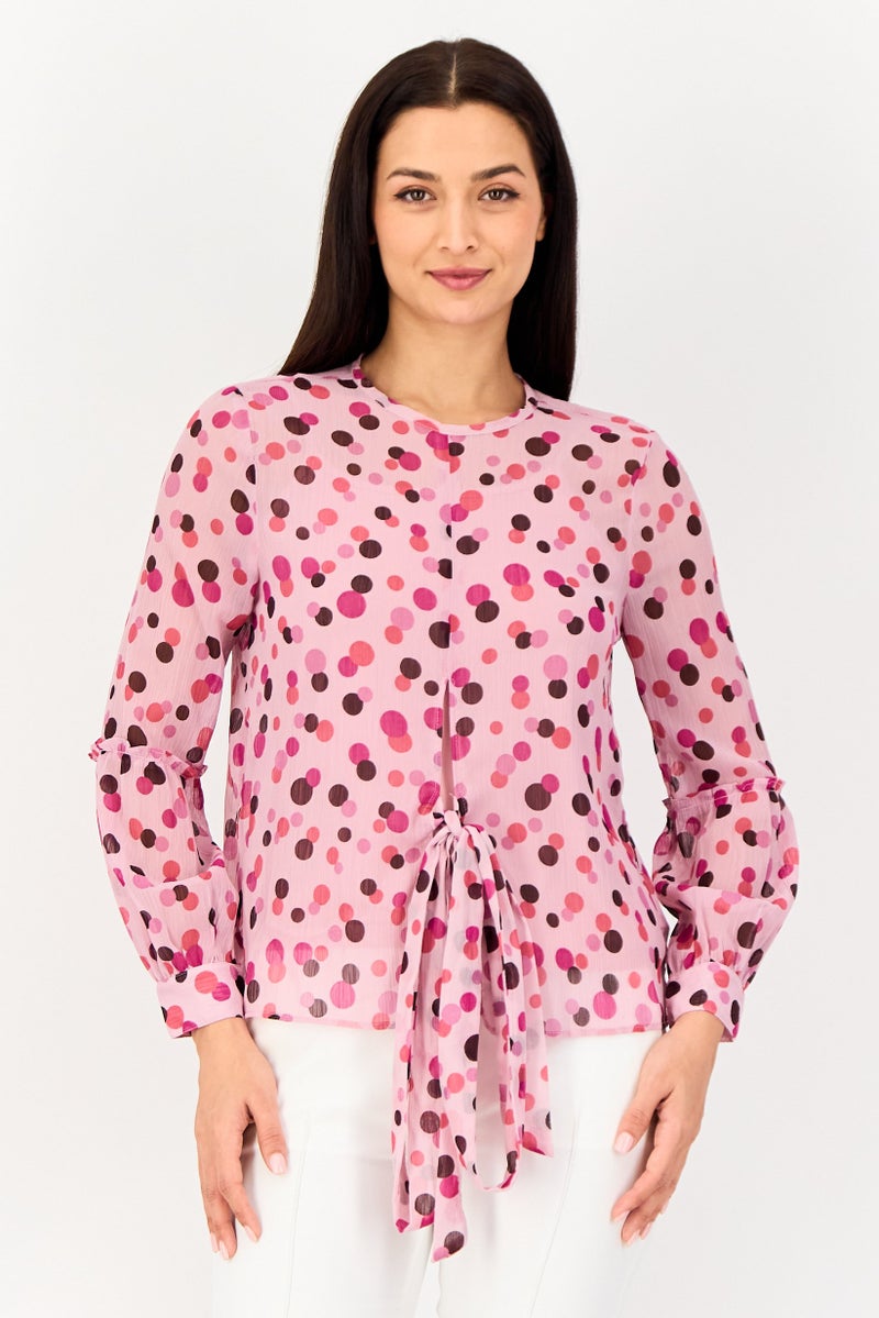 VERO MODA I Scenery By Vero Moda Women Crew Neck Allover Print Long Sleeve Blouse, Multicolor - Image 1