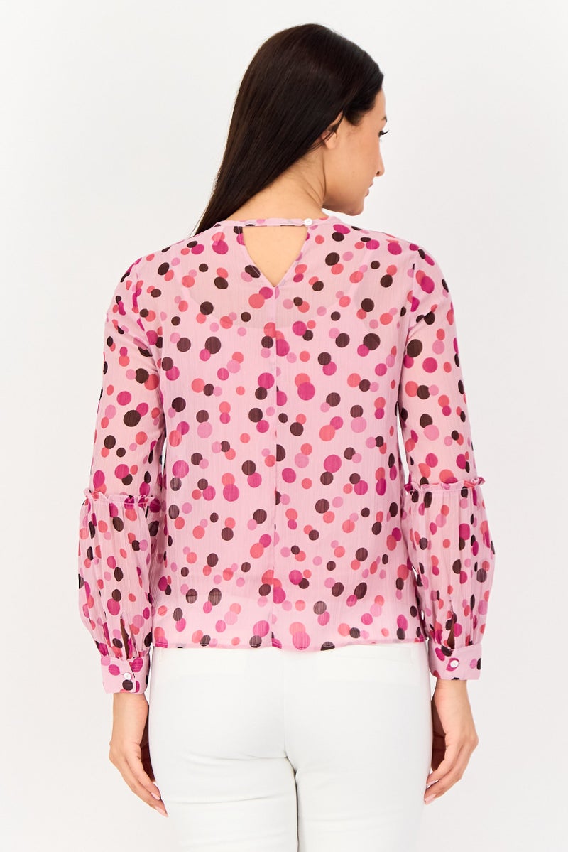 VERO MODA I Scenery By Vero Moda Women Crew Neck Allover Print Long Sleeve Blouse, Multicolor - Image 4