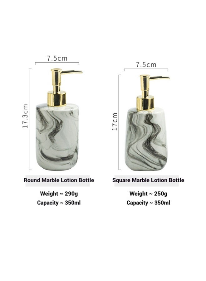 فوك مجموعة اكسسوارات الحمام 3 قطع,موزع الصابون الحمام السيراميكي,صحن الصابون وأكواب فرشاة الأسنان للحمام الحديث نمط الرخام الدائري ديكور المغسلة الكاملة - Image 3