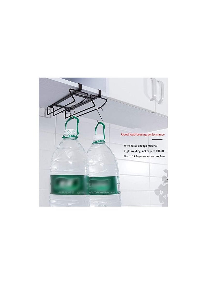 Spaceshoop Wine Glass Hanging Rack Wine Glass Holder Under Cabinet Stemware Storage No Drilling Metal Wine Glass Organizer Glass Holder  Double Row  - Image 3