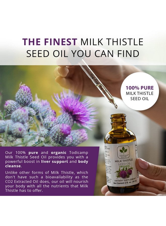TODICAMP Co2 Extracted Usda Organic Milk Thistle Seed Oil 100% Potent Liver Support Milk Thistle Oil Pure Milk Thistle Drops Rich In Omegas Tocopherols Silymarin Zinc 2 Fl Oz - Image 4