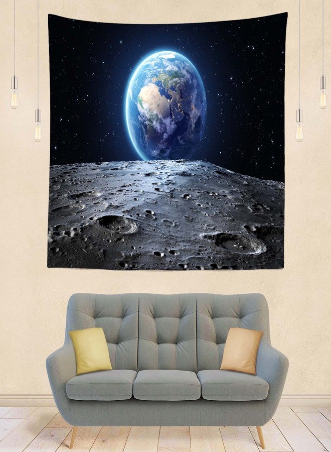 Loccor Galaxy Tapestry Space Wall Tapestry View of Blue Earth from the Moon Surface Furnished by NASA Tapestries Planet Stars Out Space Party Backdrop for Bedroom Living Room Dorm Decor 60x40 Inches - Image 2