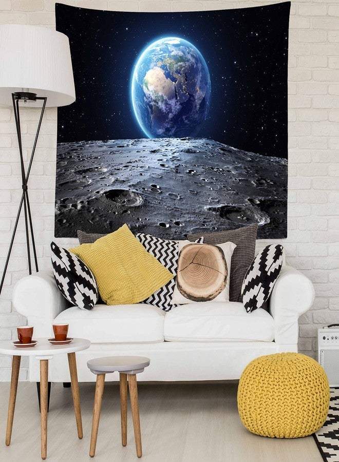 Loccor Galaxy Tapestry Space Wall Tapestry View of Blue Earth from the Moon Surface Furnished by NASA Tapestries Planet Stars Out Space Party Backdrop for Bedroom Living Room Dorm Decor 60x40 Inches - Image 3