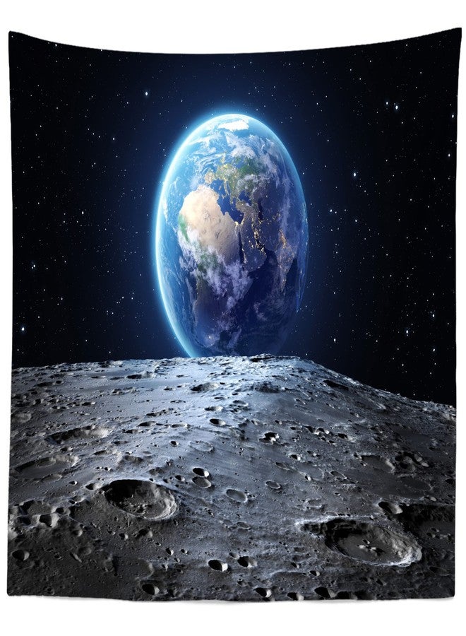 Loccor Galaxy Tapestry Space Wall Tapestry View of Blue Earth from the Moon Surface Furnished by NASA Tapestries Planet Stars Out Space Party Backdrop for Bedroom Living Room Dorm Decor 60x40 Inches - Image 1